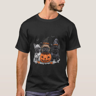 T-shirt Jolie Halloween Chiens de taureaux français sorcie