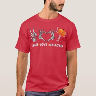 T-shirt Jolie Halloween Squelette Paix Amour avec Pompe ef