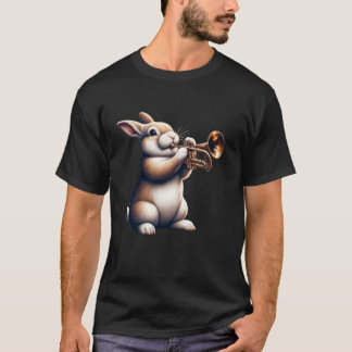 T-shirt Jolie Lapin Lapin Jouer Trumpet Rabbits Musicien