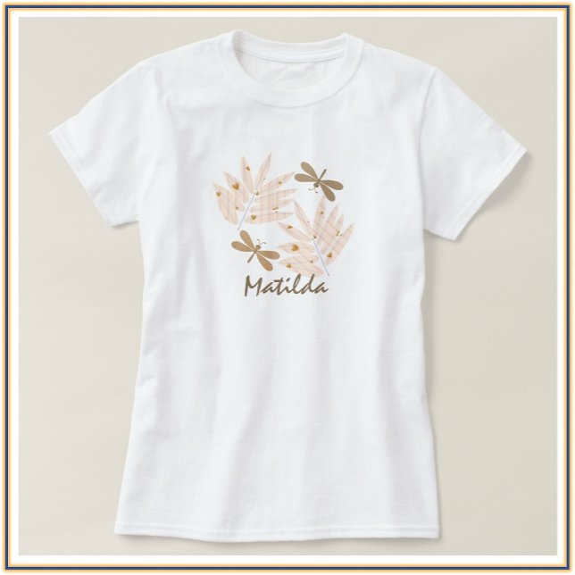 T-shirt Jolie libellule et Feuille Feminine (Créateur téléchargé)