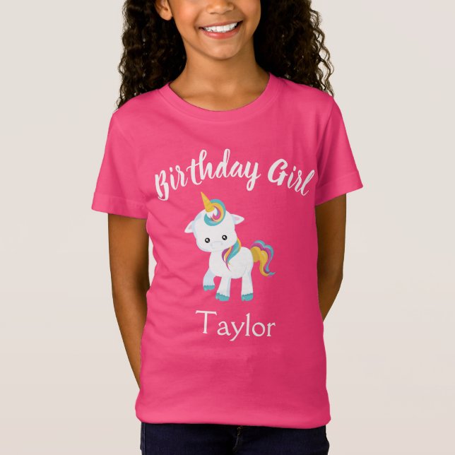 T-Shirt Jolie licorne rose fille d'anniversaire (Devant)