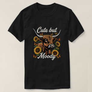T-shirt Jolie mais Lunatique Vache Highland Tournesols Pap