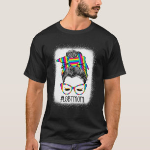T-shirt Jolie Messy Bun Lgbt Maman Lesbienne Bonne Fête de