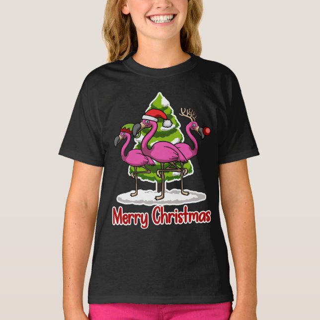 T-shirt Jolie Noël Père Noël Flamant rose cadeau de Noël (Devant)