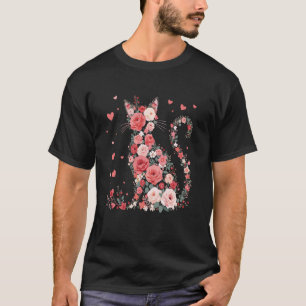 T-shirt Jolie œuvre d'art féline florale pour les propriét