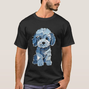 T-shirt Jolie patchwork de jeans en forme de chiot