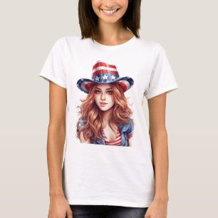 T-SHIRT JOLIE PATRIOTE ROUGE HAILE FILLE AVEC CASQUETTE DE