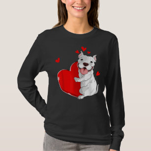 T-shirt Jolie Pitbull Valentines Jour Tenir Coeur Mon Vale