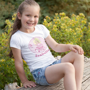 T-shirt Jolie princesse rose Blonde Fille fête d'anniversa