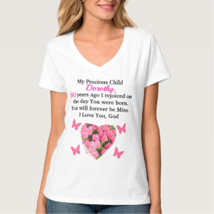 T-SHIRT JOLIE ROSE PERSONNALISÉE 90E ANNIVERSAIRE FLORAL