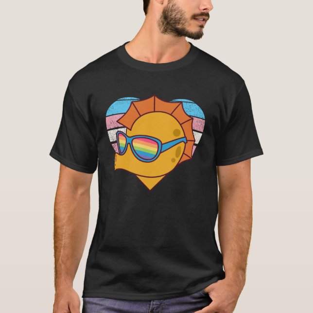 T-shirt Jolie Seahorse Pride Trans drapeau Arc-en-ciel lun (Devant)