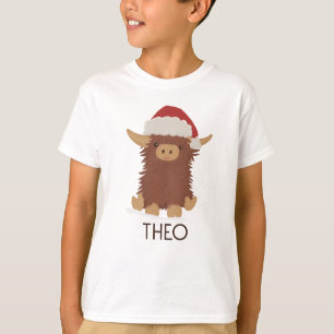 T-shirt Jolie shaggy Noël Highland vache Père Noël personn