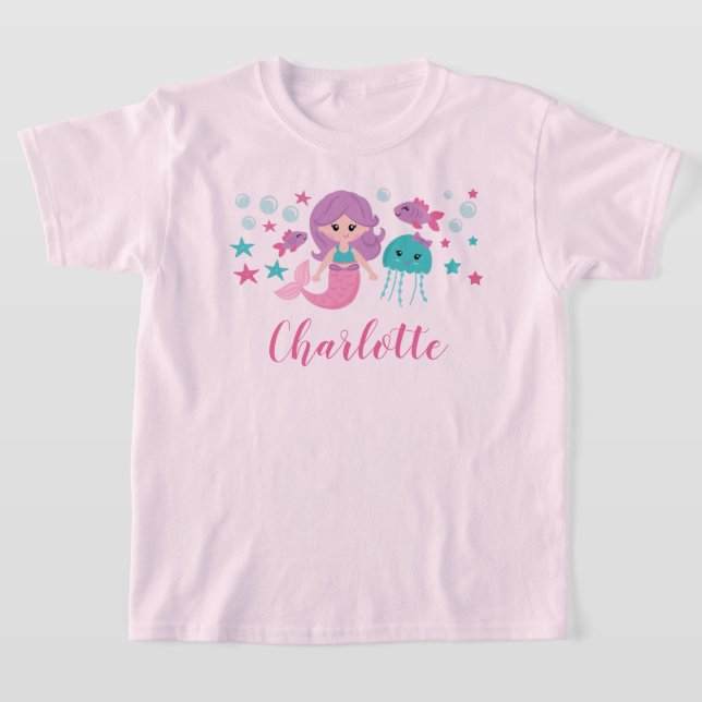 T-shirt Jolie sirène personnalisée fille (Poser)
