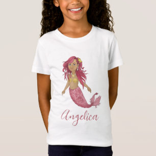 T-Shirt Jolie Sirène Rose Joyeux Anniversaire Nom personna