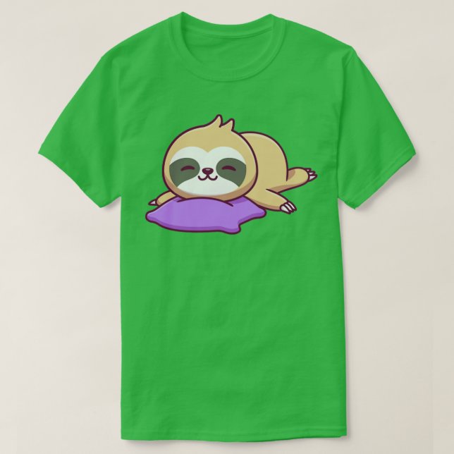 T-shirt Jolie Sloth Dormir sur Coussin (Design devant)