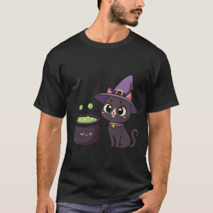 T-shirt Jolie sorcière de chat noir avec illustration de p