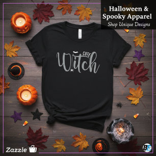 T-shirt Jolie sorcière femme noire et blanche Halloween