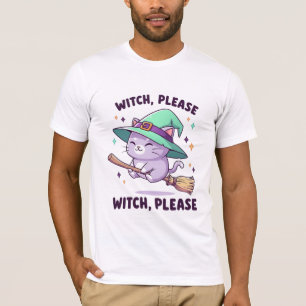 T-shirt Jolie Sorcière Kawaii S'il Vous Plaît Chat sur Bal