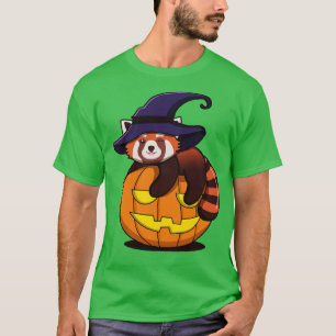 T-shirt Jolie Sorcière Rouge Sur Le Citrouille