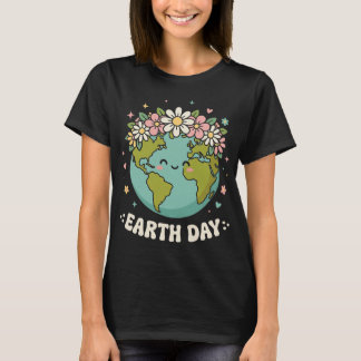 T-shirt Jolie Terre Groovy Florale Planète Bonne Fête de l