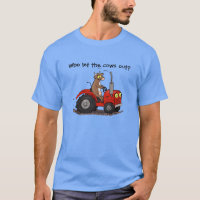 Jolie vache brune conduite tracteur dessin animé