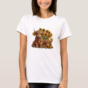 T-shirt Jolie vache écossaise Highland Sunflower Mothers D