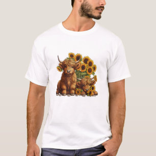 T-shirt Jolie vache écossaise Highland Sunflower Mothers D