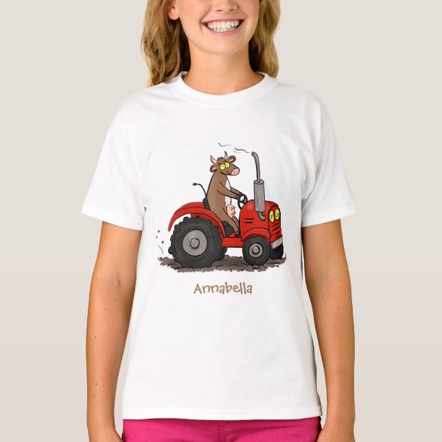 T-shirt Jolie vache heureuse conduisant un dessin animé de (Devant)