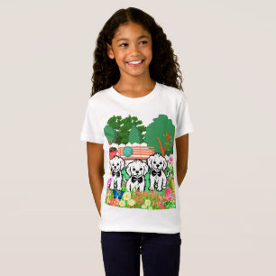 T-Shirt Jolies Filles Florales Colorées De Retour À L'Écol