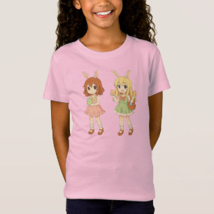 T-Shirt Jolies filles lapins de Pâques d'anime