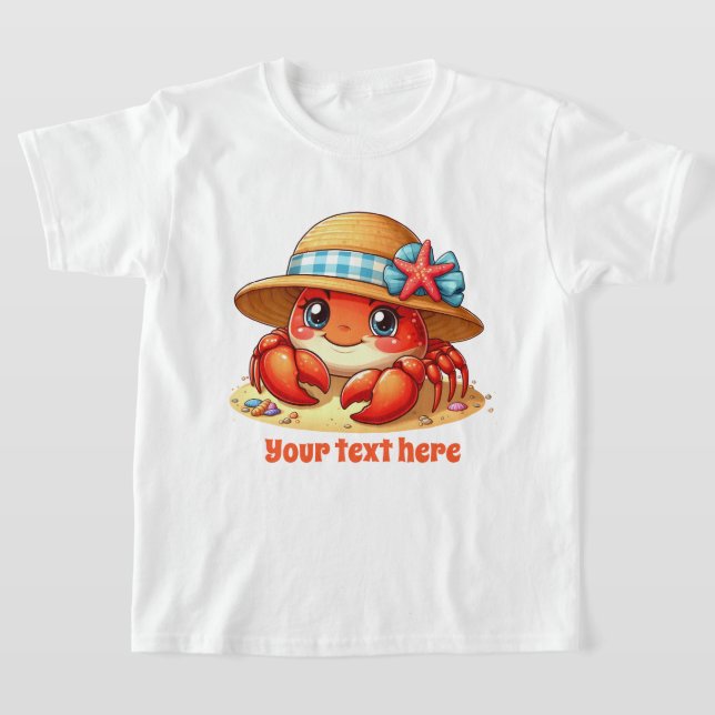 T-shirt Jolies filles plage crabe ajouter du texte (Poser)