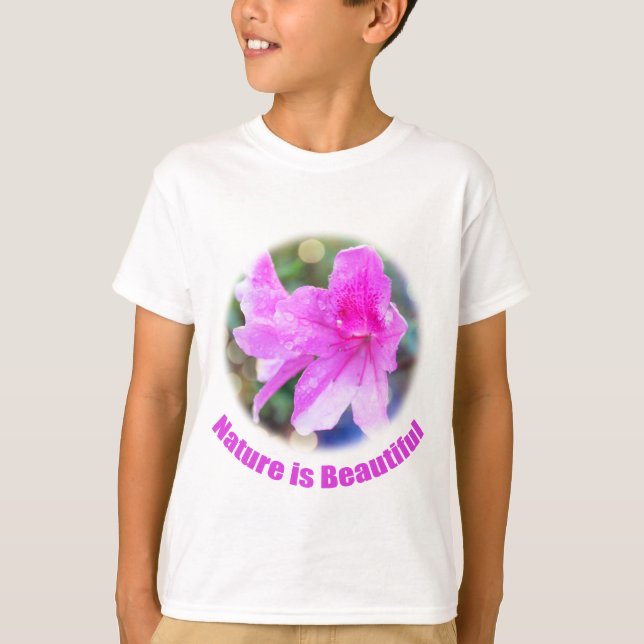 T-shirt jolies fleurs de jardin roses. la nature est belle (Devant)