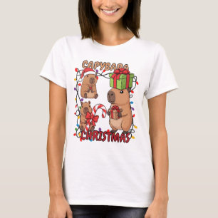 T-shirt Jolies illuminations de Noël de capybara Fête fest