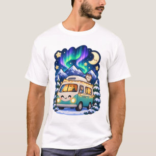 T-shirt Jolies lumières nocturnes de van de camping-car au