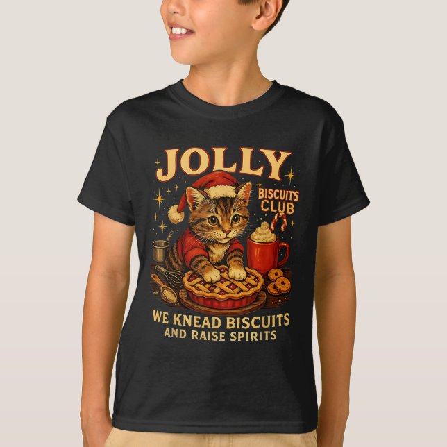 T-shirt Jolly Biscuits Club We Knead Cat Xmas  (Devant)