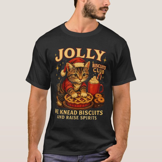 T-shirt Jolly Biscuits Club We Knead Cat Xmas  (Devant)