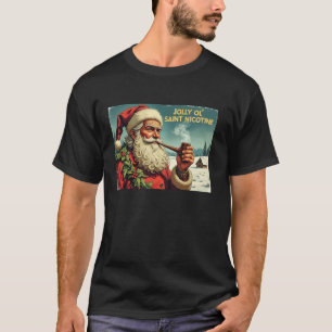 T-shirt Jolly Ol Saint Nicotine Père Noël avec tuyau de ta
