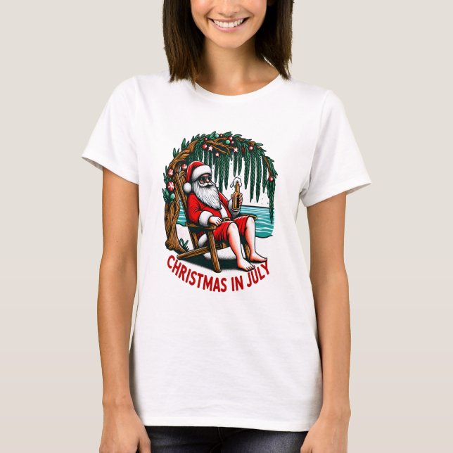T-shirt Jolly Père Noël Apprécie Une Bière (Devant)