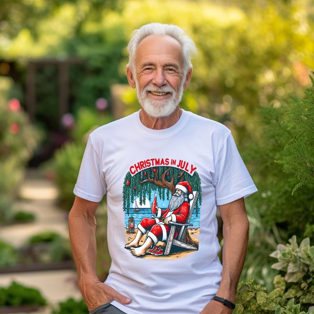 T-shirt Jolly Père Noël Sips Beer en juillet (Créateur téléchargé)