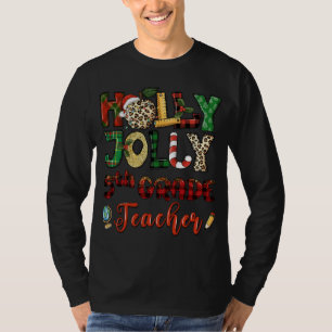 T-shirt Jolly professeur de 5e année Leopard Red Plaid Chr