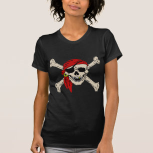 T-shirt Jolly roger Pirate Os crâne Rouge Bandanna