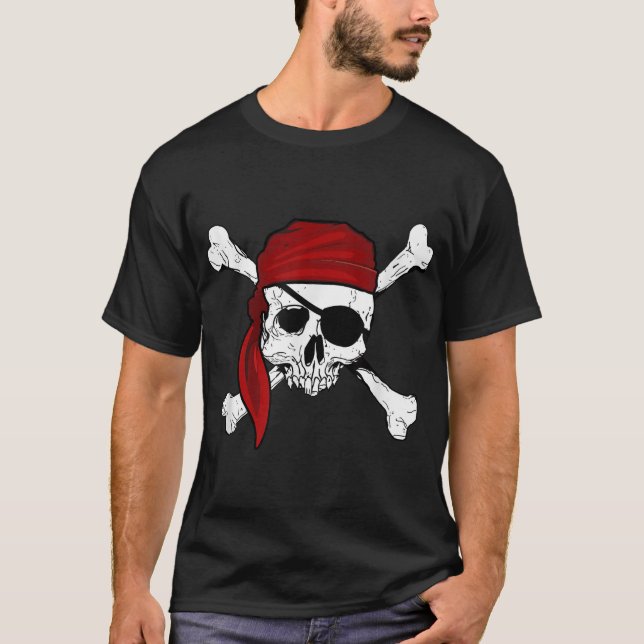 T-shirt Jolly roger Pirate Pirates Crâne Et Os Croisés (Devant)