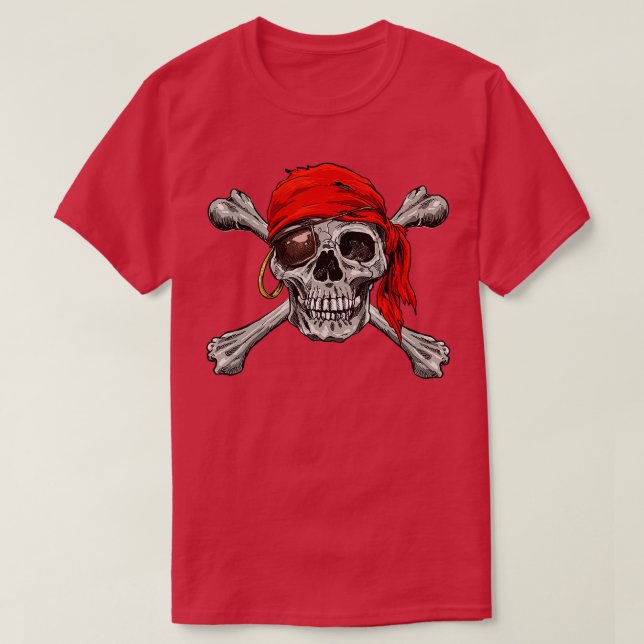 T-shirt Jolly Roger Pirate Skull Crossbones Halloween Cost (Design devant)