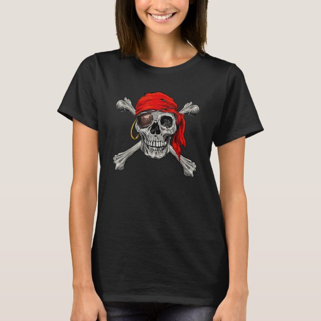 T-shirt Jolly roger Pirate Skull Crossbones Halloween Coût (Devant)