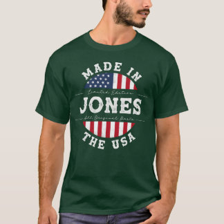 T-shirt Jones Nom Patriotique Américain Fabriqué aux États