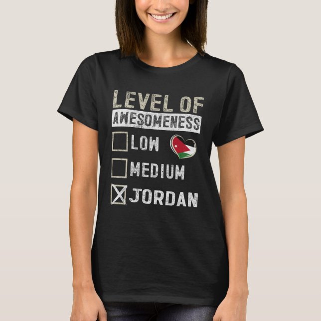 T-shirt Jordan Flag Jordanians Level Of Awesomeness (Devant)