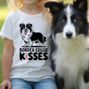 T-shirt Jote Bordure Collie Baisers Cartoon Amoureux des c