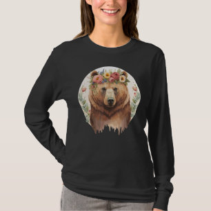 T-shirt Jote Brown Ours Grizzly Fleur Amoureux des animaux