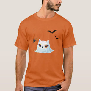 T-shirt Jote Cat feuille fantôme halloween citrouille