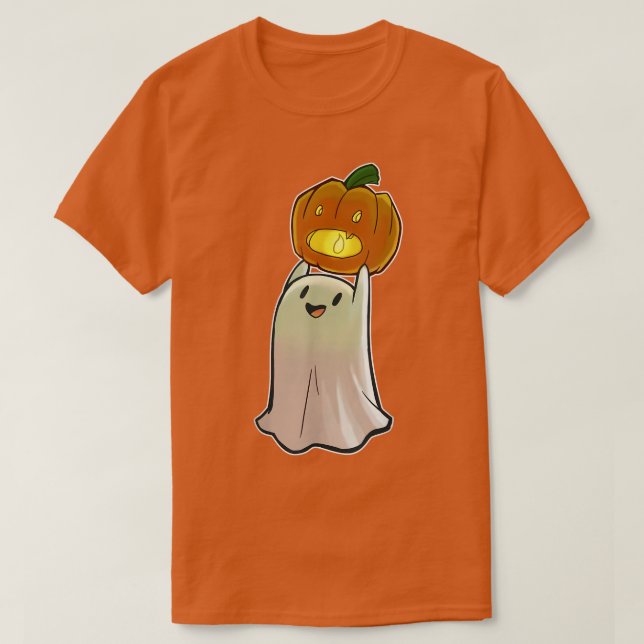 T-shirt Jote Citrouille fantôme Face Jack O'Lantern Happy  (Design devant)